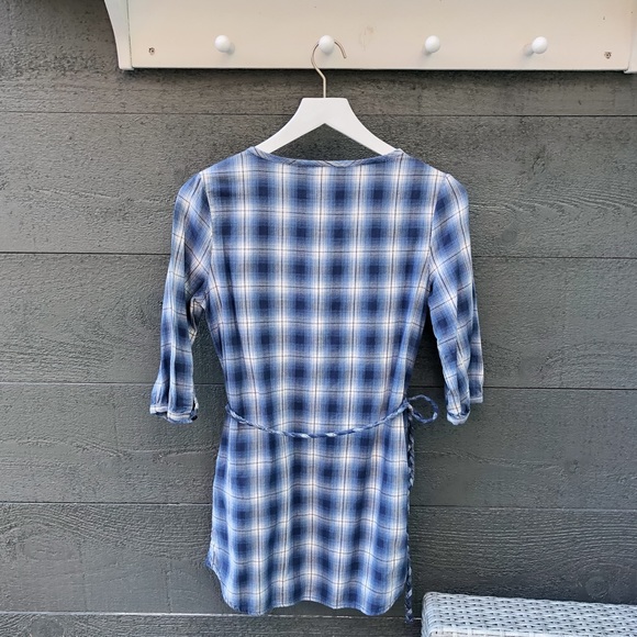 Blue Plaid Tunic Top legging length with pockets - Picture 2 of 11